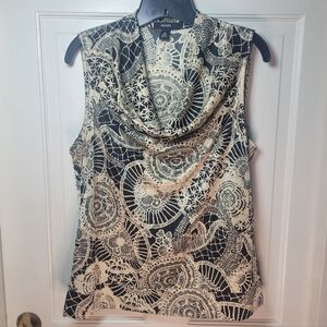 Alfani Black and Cream Cowl Neck Women's Blouse XL